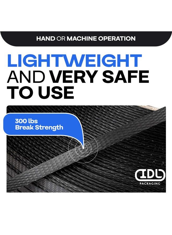 IDL Packaging 1/2" x 9000' Hand Grade Polypropylene (PP) Strapping Roll of 8" x 8" Core Size, 300 lbs Break Strength - Lightweight and Affordable Poly Banding - Flexible Packing Straps - Image 3