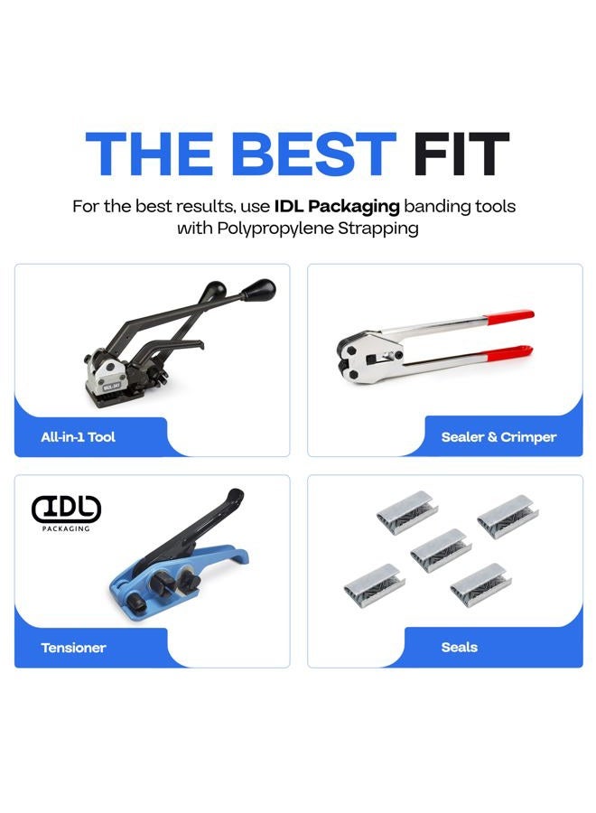 IDL Packaging 1/2" x 9000' Hand Grade Polypropylene (PP) Strapping Roll of 8" x 8" Core Size, 300 lbs Break Strength - Lightweight and Affordable Poly Banding - Flexible Packing Straps - Image 4