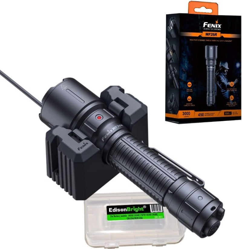 Fenix WF26R 3000 Lumen Cradle Charging LED Tactical Flashlight with EdisonBright Charging Cable Carrying case - Image 1