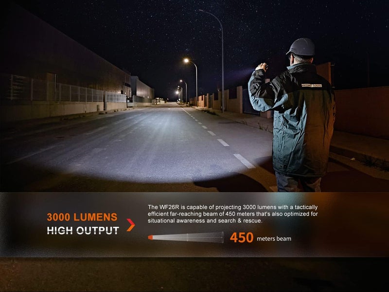 Fenix WF26R 3000 Lumen Cradle Charging LED Tactical Flashlight with EdisonBright Charging Cable Carrying case - Image 3