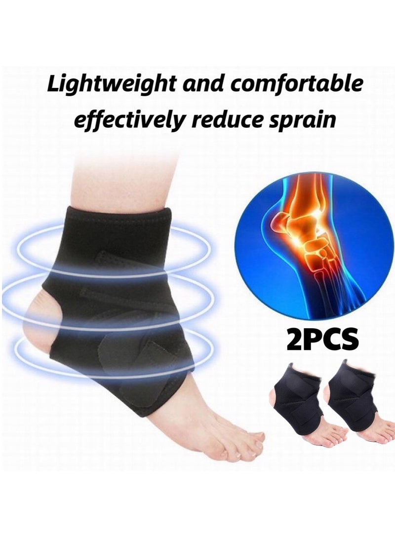 Generic 2 Pcs Ankle Support Brace Wrap Adjustable Breathable,Ankle Support Strap Adjustable, Ankle Brace Elastic, Ankle Braces ,Ankle Bracelys, Running Brace,Climbing Brace, Ankle Support Brace, Ankle Protector Brace for Plantar Fasciitis, Ligament Damage, Weak Ankles, Achilles Tendonitis and Arthritis, Stabilize Ligaments,for Most Foot Sizes,Black - Image 1