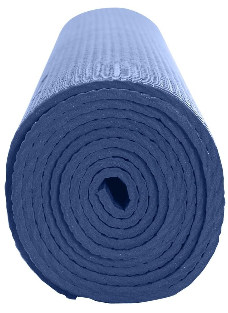 Generic PVC Yoga Exercise Mat With Carrying Bag 6MM Thick x173cm Lx61cm W, Blue  - Image 5