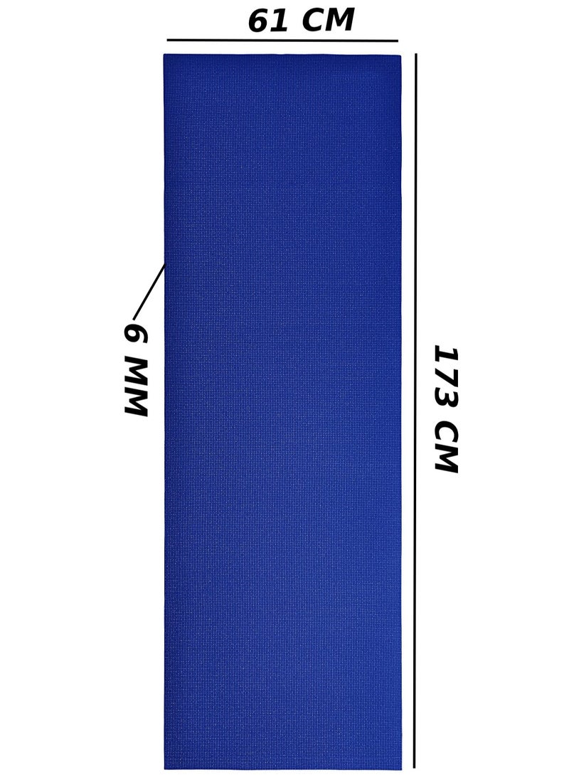 Generic - PVC Yoga Exercise Mat With Carrying Bag 6MM Thick x173cm Lx61cm W, Blue - Image 1