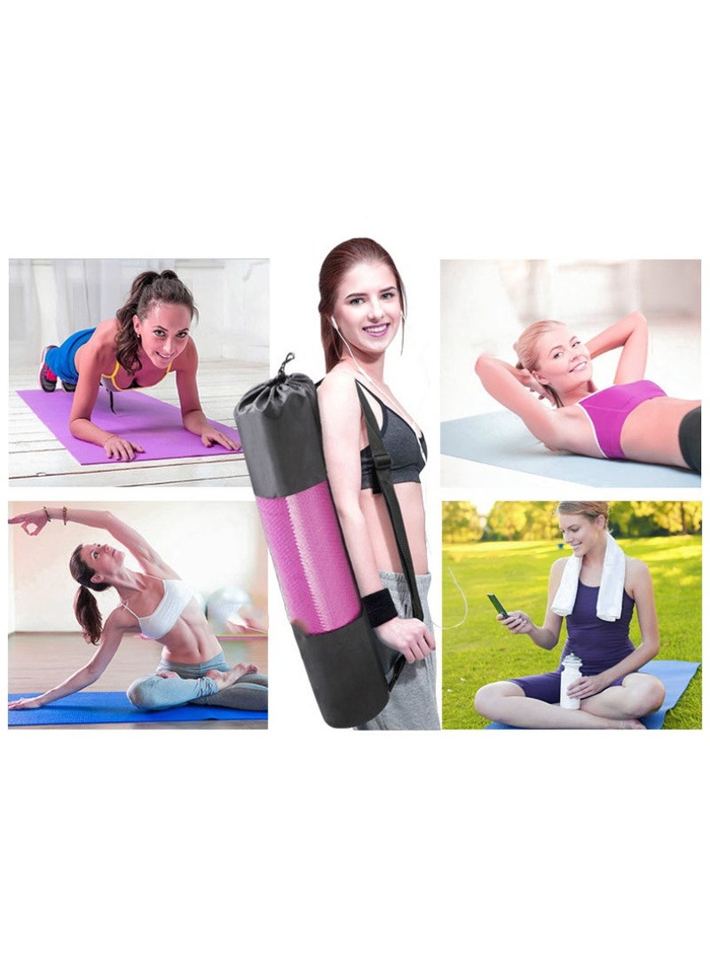Generic - PVC Yoga Exercise Mat With Carrying Bag 6MM Thick x173cm Lx61cm W, Blue - Image 1