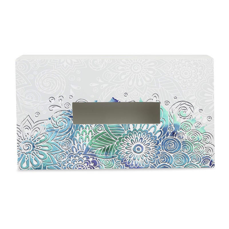 BRAHMA DESIGN Tissue Box Holder | Abstract Flowers Design with White Border | Size 9" x 5" x 2.75" Tissue Box Holder for Car and Home | Refillable Car Tissue Box Cover - Image 5