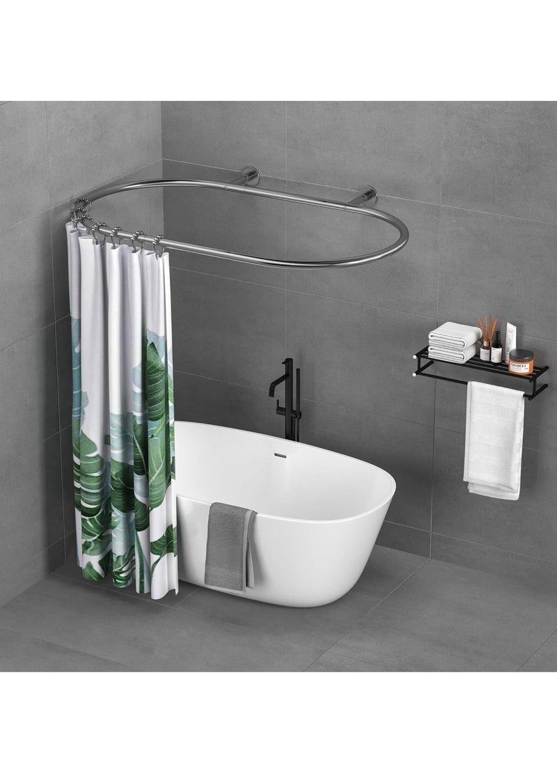 Stainless Steel Oval Shower Curtain Rod Hoop Square Shape Bathroom Rod for Clawfoot Tub FreeStanding Tubs (Silver) - Image 5