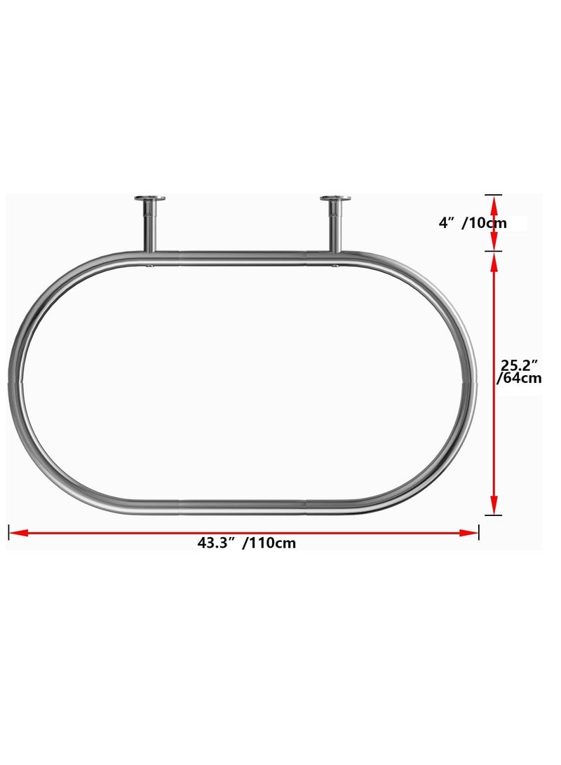 Stainless Steel Oval Shower Curtain Rod Hoop Square Shape Bathroom Rod for Clawfoot Tub FreeStanding Tubs (Silver) - Image 2