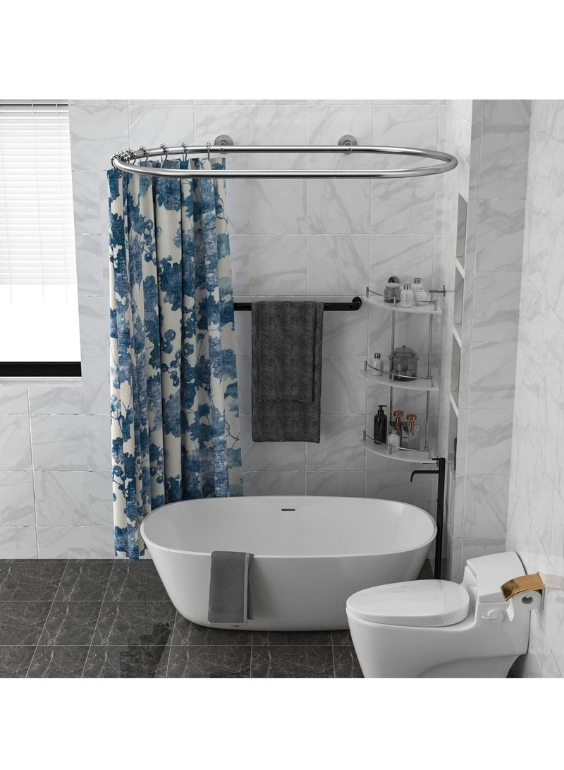 Stainless Steel Oval Shower Curtain Rod Hoop Square Shape Bathroom Rod for Clawfoot Tub FreeStanding Tubs (Silver) - Image 3