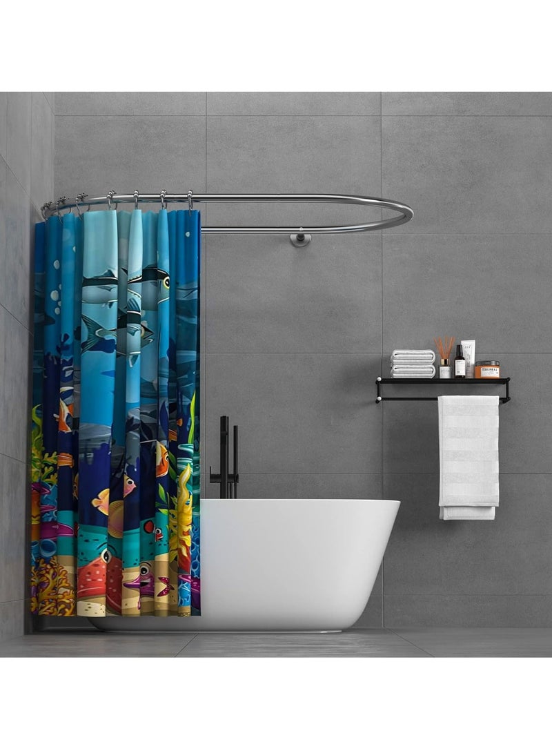Stainless Steel Oval Shower Curtain Rod Hoop Square Shape Bathroom Rod for Clawfoot Tub FreeStanding Tubs (Silver) - Image 4