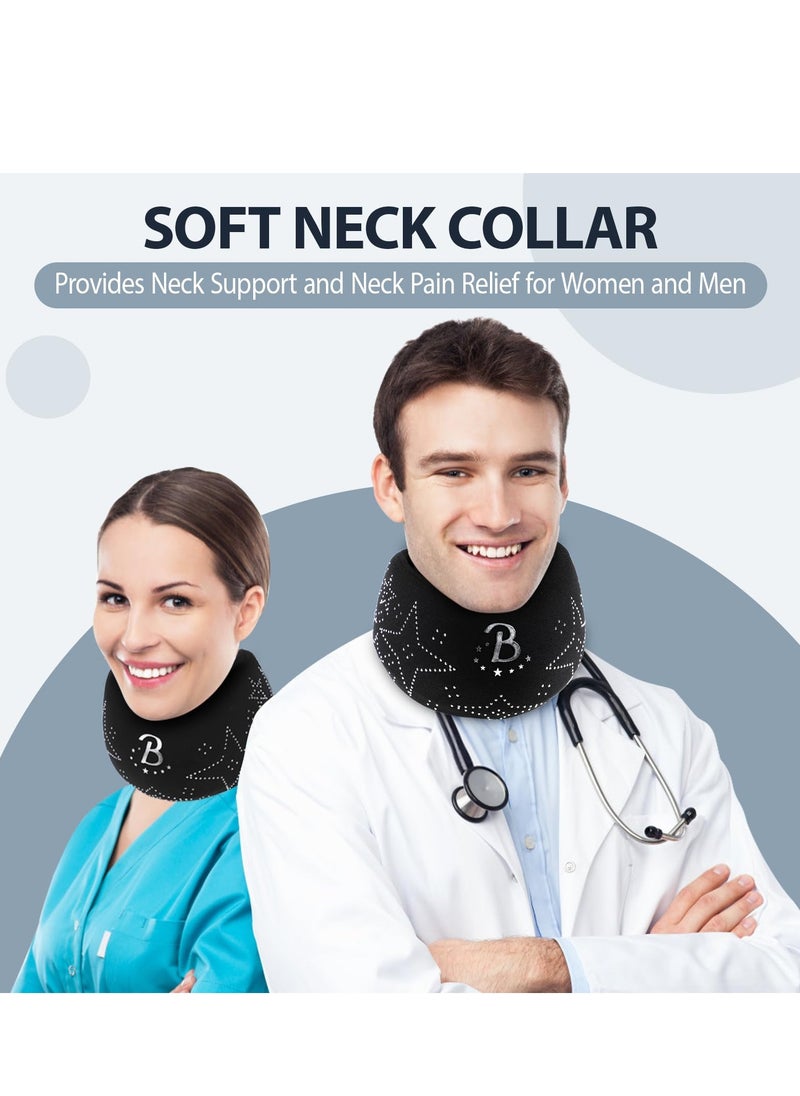 SYOSI Soft Foam Neck Brace, Adjustable Star Diamond Neck Collar, Sleep Neck Support, Relieve Neck Discomfort and Spinal Stress, Neck Posture Correction (Black, 3.3" Depth Collar, L)  - Image 4