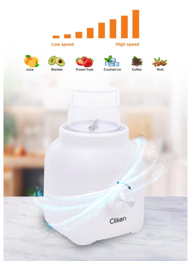 Clikon 2-In-1 Juicer Blender Chopper Set With Wet And Dry Grinder Jar 1.5L 1.5 L 550 W CK2690 White - Image 4