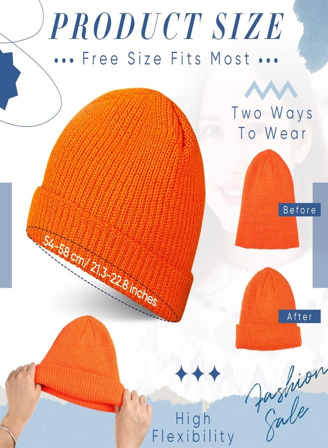 Vabean 24 Pack Unisex Beanie Cap Knitted Warm Beanies Orange Hunting Hat Men Women Hunter Orange Hats for Hunting(Bright Orange) - Image 2