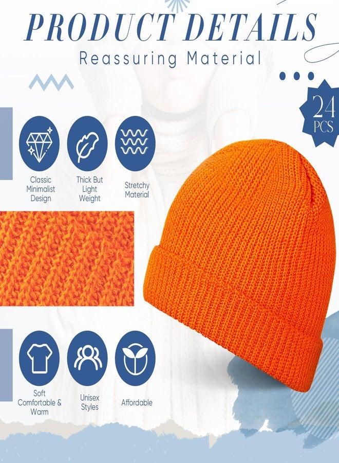 Vabean 24 Pack Unisex Beanie Cap Knitted Warm Beanies Orange Hunting Hat Men Women Hunter Orange Hats for Hunting(Bright Orange) - Image 3