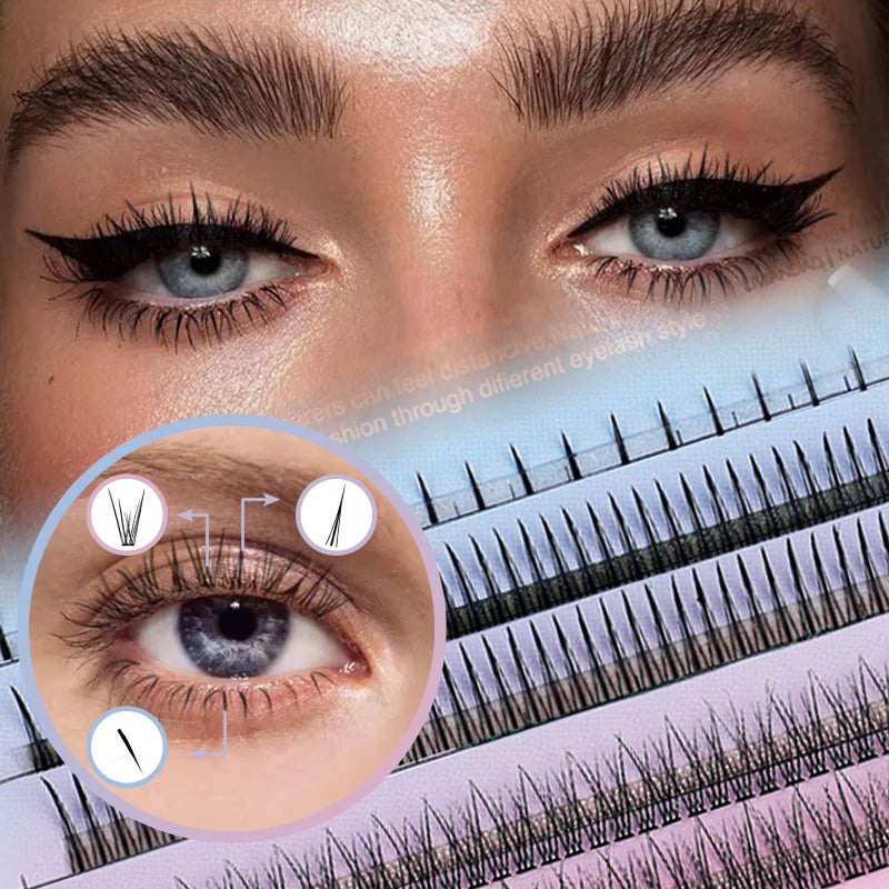 BERSHNOR BlueSmurfs Individual Fairy Eyelashes Extensions Fluffy DIY Cute Eye Cluster Eyelashes Natural Faux Mink False Eye Lashes Multipack of 170 Mini Individuals Fairy Lash Clusters (Include Bottom Lashes) - Image 2