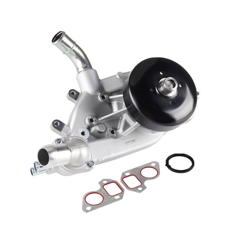 LEAPTIGER Water Pump with Metal Gasket Thermostat for 99-06 Chevy Silverado 1500 Tahoe Avalanche Suburban Trailblazer, 99-06 GMC Sierra 1500 Yukon XL Savana, 02-06 Cadillac Escalade, 4.8L 5.3L 6.0L, AW5104 - Image 1