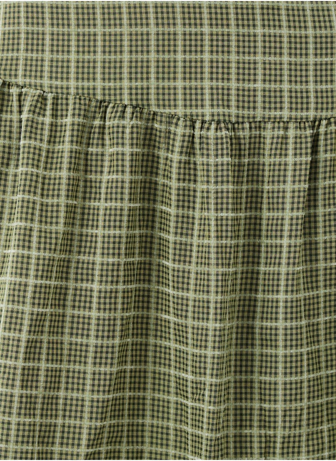 Take Two Checked Lace Hem A-Line Maxi Skirt  - Image 3