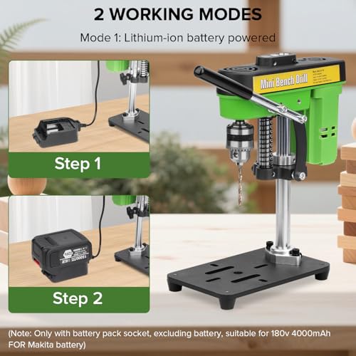 ZZTORQBOND Mini Bench Drill Press,Small Benchtop Drill Press,Two Power Supply Modes,High Precison Low Noise,Compact Benchtop Drilling Machine, DIY Jewelry Making, Metal Wood Working - Image 5