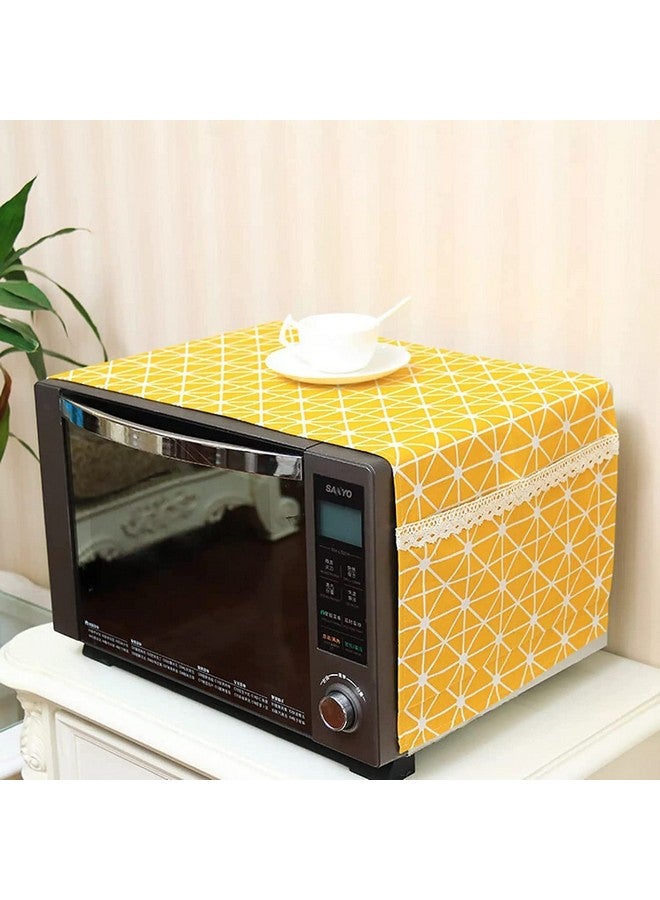 Kienlix Microwave Oven Cover with Side Pockets - Dust Proof Cotton Cover Kitchen Storage(85 x 35 cm) (Yellow) - Image 1