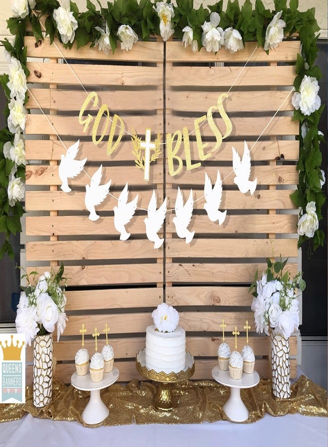 ZZDCMS God Bless Decorations - Baptism & First Communion Banners, Garlands & Backdrops for Boy/Girl - Image 1