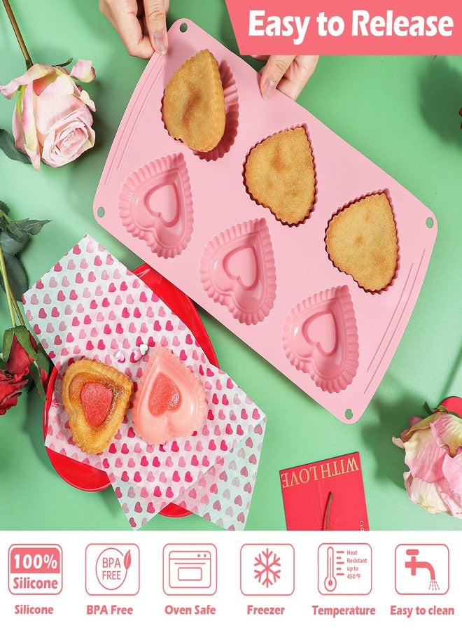 وي بيك قالب كيك سيليكون على شكل قلب من ويبيك، قوالب كيك صغيرة متعددة الطبقات على شكل قلب، قوالب كيك على شكل قلب بستة تجاويف، عبوة من قطعتين - Image 4