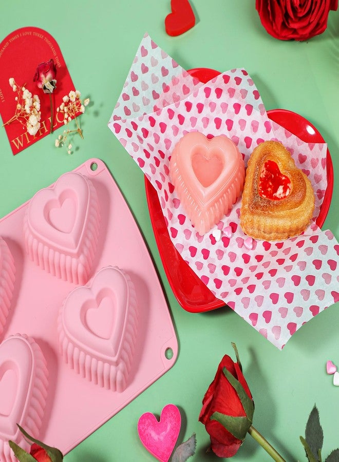 وي بيك قالب كيك سيليكون على شكل قلب من ويبيك، قوالب كيك صغيرة متعددة الطبقات على شكل قلب، قوالب كيك على شكل قلب بستة تجاويف، عبوة من قطعتين - Image 2