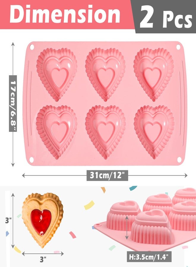 وي بيك قالب كيك سيليكون على شكل قلب من ويبيك، قوالب كيك صغيرة متعددة الطبقات على شكل قلب، قوالب كيك على شكل قلب بستة تجاويف، عبوة من قطعتين - Image 5