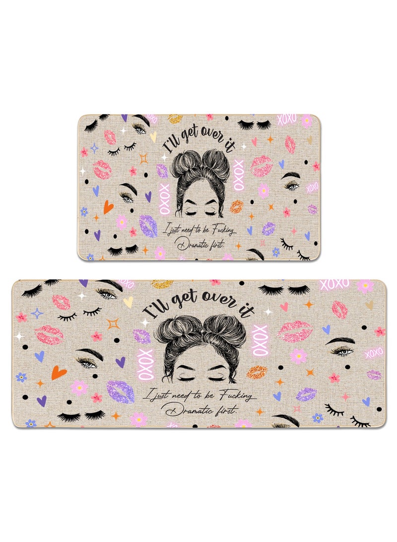 2 PCS Kitchen Floor Mats Rugs Set, Cushion Floor Carpet, Waterproof, Oil Resistant and Anti-Fatigue PU Standing Mat for Kitchen, Floor, Office, Sink, Laundry 45*75CM+45*120CM - Image 1