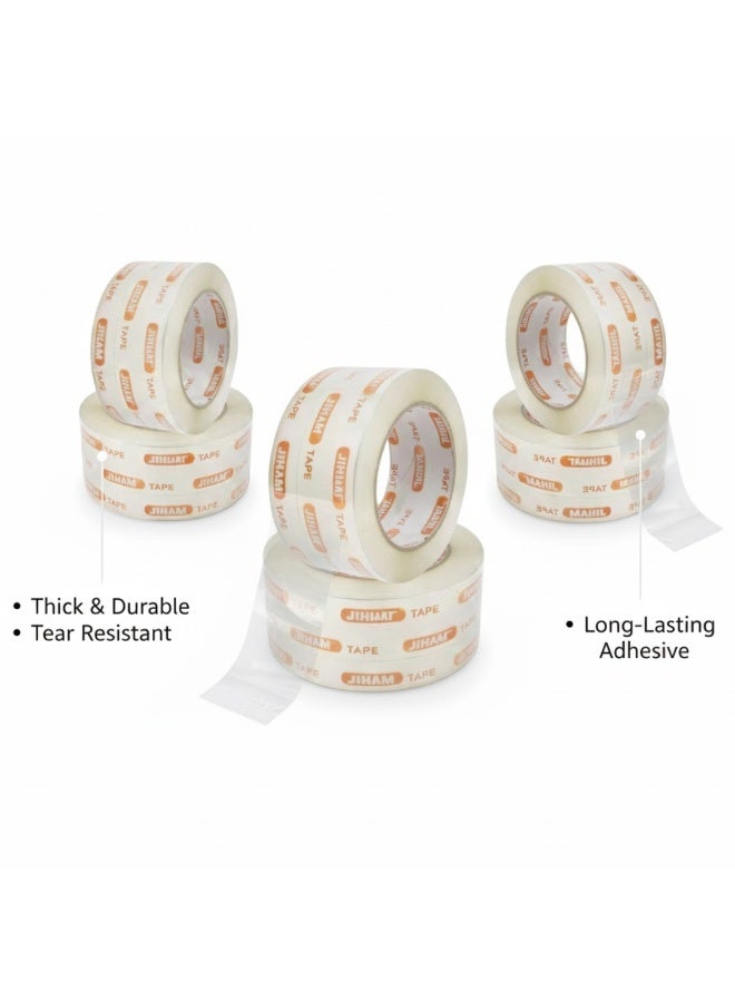 جيهام لفائف شريط تغليف شفاف - شريط لاصق قوي ومتين لإغلاق الكراتين، شريط تغليف شفاف تمامًا للشحن والنقل والتخزين والمكاتب والمستودعات والاستخدام المنزلي، شريط سهل الفتح ومقاوم للتمزق - Image 2