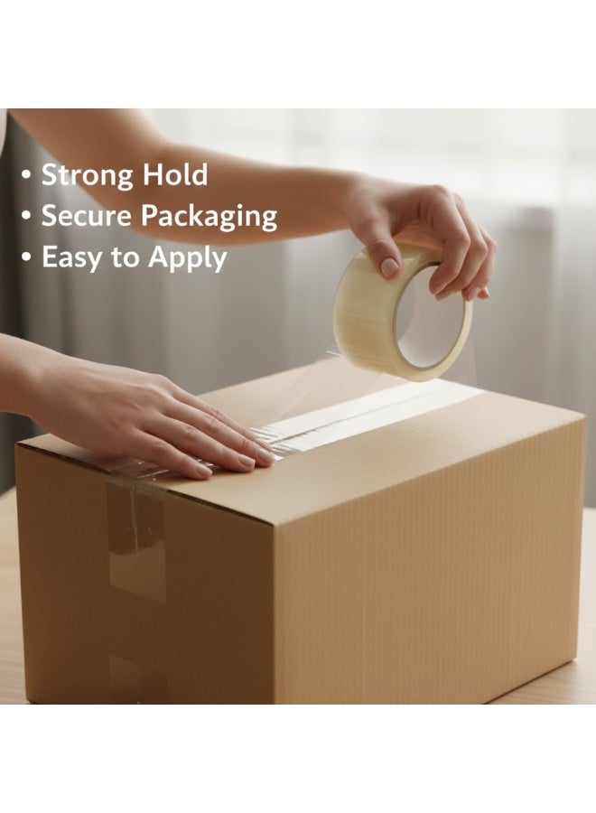 جيهام لفائف شريط تغليف شفاف - شريط لاصق قوي ومتين لإغلاق الكراتين، شريط تغليف شفاف تمامًا للشحن والنقل والتخزين والمكاتب والمستودعات والاستخدام المنزلي، شريط سهل الفتح ومقاوم للتمزق - Image 3