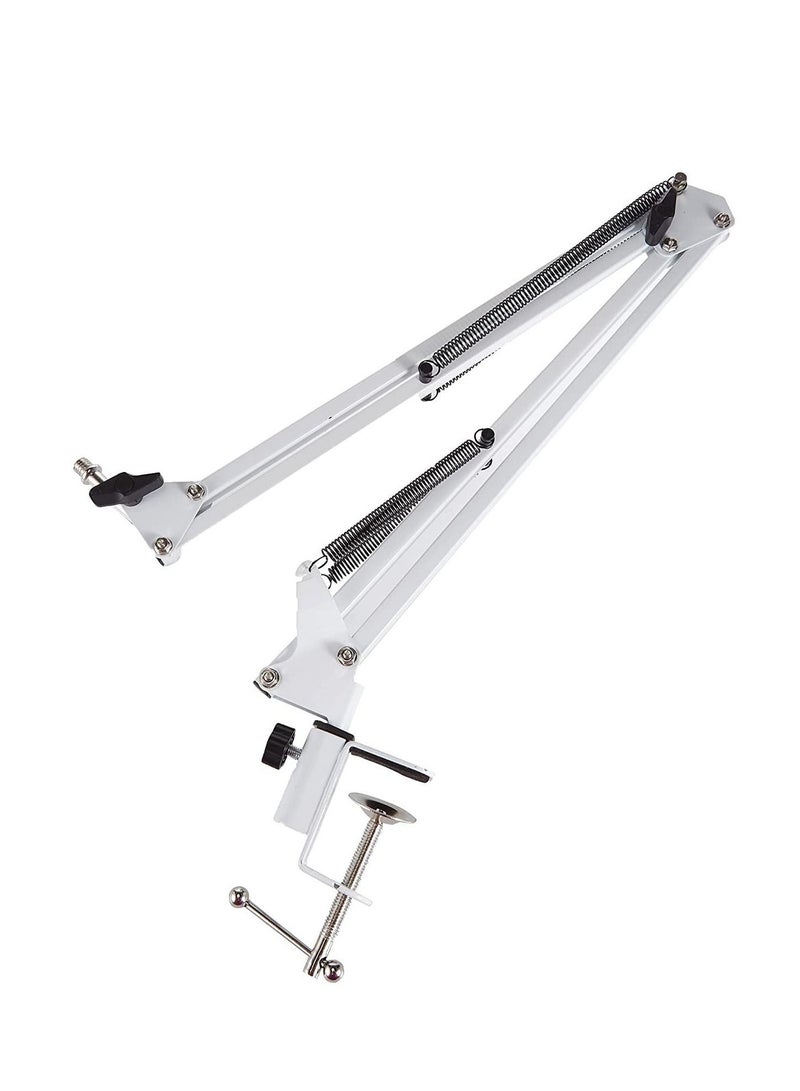 Microphone Stand Broadcast Studio Mic Suspension Boom Scissor Arm Stand (White) - Image 1