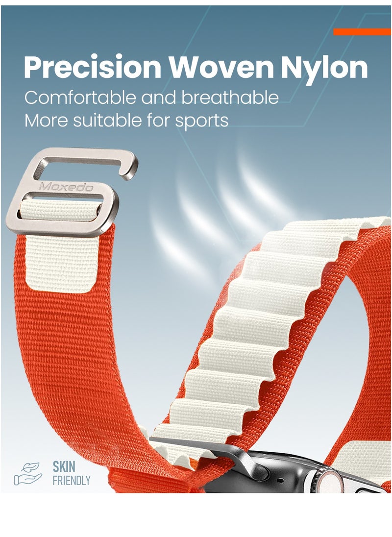 Moxedo - Moxedo Alpine Loop Watch Band Adjustable Sports Nylon Woven with Titanium G-Hook Strap Compatible with Apple Watch Band Series 8,7,6,5,4,3,2,1,SE Ultra design for 44mm,45mm,49mm (Sunset Starlight) - Image 1