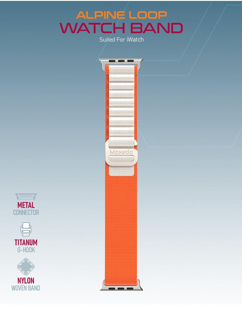 Moxedo - Moxedo Alpine Loop Watch Band Adjustable Sports Nylon Woven with Titanium G-Hook Strap Compatible with Apple Watch Band Series 8,7,6,5,4,3,2,1,SE Ultra design for 44mm,45mm,49mm (Sunset Starlight) - Image 1