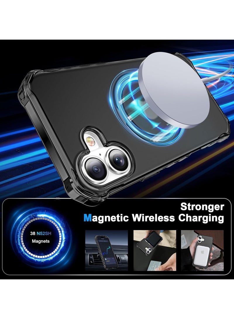 عام حافظة مع قاعدة مغناطيسية غير مرئية لجهاز iPhone 16، متوافقة مع MagSafe، إطار موجي للحماية من الصدمات، حافظة رقيقة غير لامعة وشفافة لجهاز iPhone 16 - Image 2