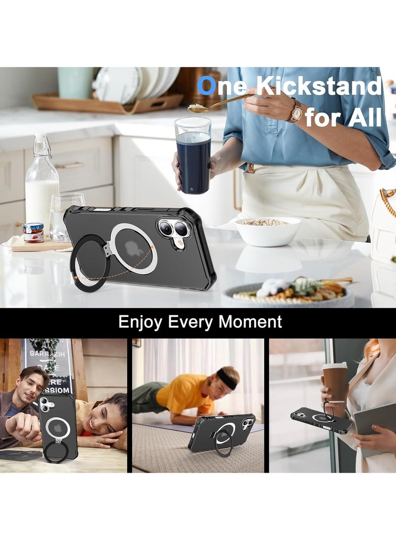 عام حافظة مع قاعدة مغناطيسية غير مرئية لجهاز iPhone 16، متوافقة مع MagSafe، إطار موجي للحماية من الصدمات، حافظة رقيقة غير لامعة وشفافة لجهاز iPhone 16 - Image 5