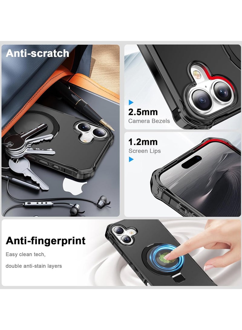 عام حافظة مع قاعدة مغناطيسية غير مرئية لجهاز iPhone 16، متوافقة مع MagSafe، إطار موجي للحماية من الصدمات، حافظة رقيقة غير لامعة وشفافة لجهاز iPhone 16 - Image 4