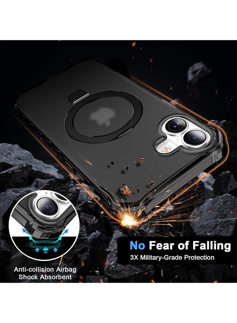 عام حافظة مع قاعدة مغناطيسية غير مرئية لجهاز iPhone 16، متوافقة مع MagSafe، إطار موجي للحماية من الصدمات، حافظة رقيقة غير لامعة وشفافة لجهاز iPhone 16 - Image 3