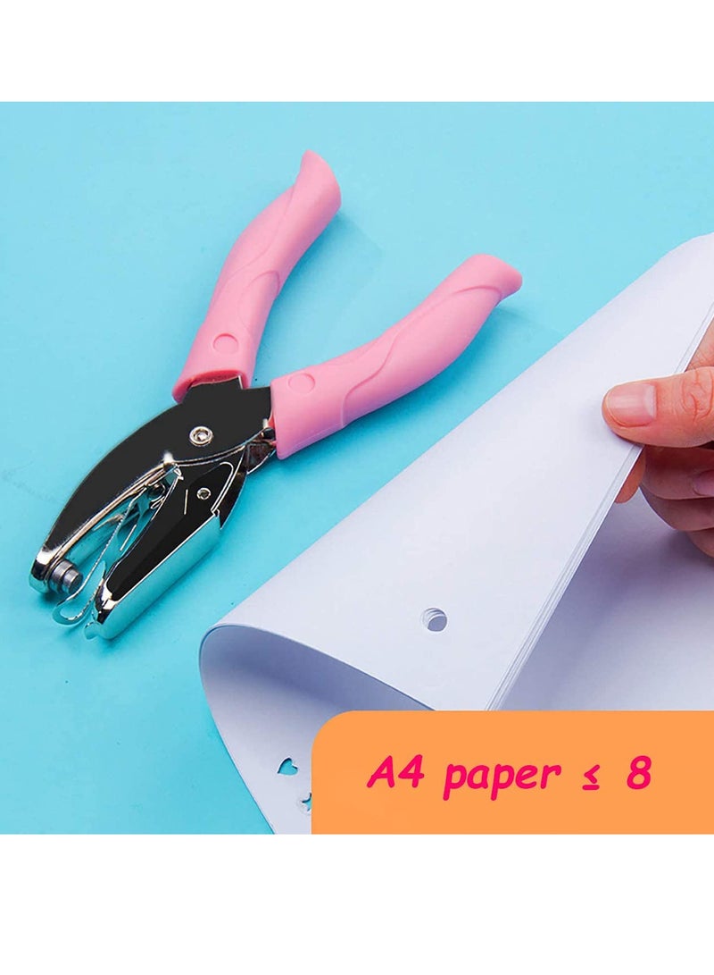 SOLARAE 3pcs Small Mini Heart, Star,1/16 inch Small Circle Shaped Hole Paper Puncher with Pink Soft Handheld Grip for DIY Craft Paper Tags Clothing Ticket Scrapbook Tool (Heart, Star, Small Circle) - Image 3