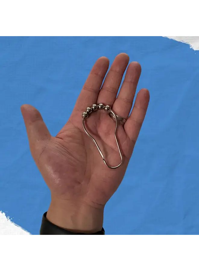 Heavy Duty Shower Curtain Rings 12 Pieces Rust Resistant No Tools Installation - Image 2