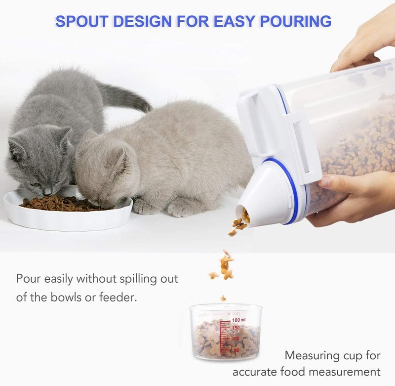 Premify Airtight Pet Food Storage Container, Small Dog Food Container with Measuring Cup, Cat Food Container with Pour Spout, 2 Snap Clips Food Dispenser for Regular Food, Dogs, Cats, Birds - Image 2