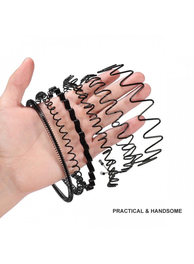 Lurrose 6Pcs Unisex Wavy Headband Metal Men Hair Band Elastic Non Slip Hair Hoop Sports Fashion Headwear for Women Menf - Image 3