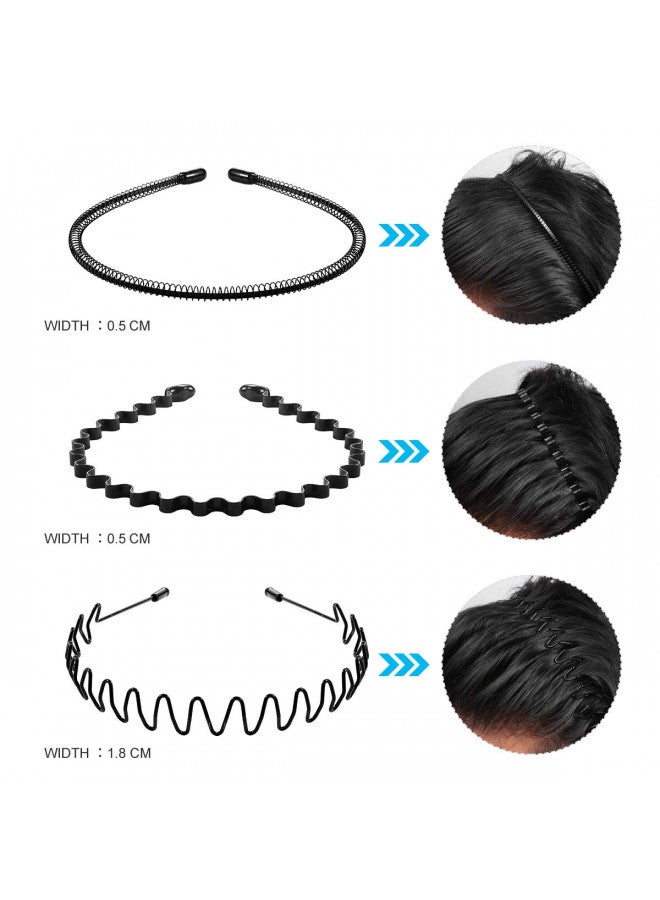 Lurrose 6Pcs Unisex Wavy Headband Metal Men Hair Band Elastic Non Slip Hair Hoop Sports Fashion Headwear for Women Menf - Image 1