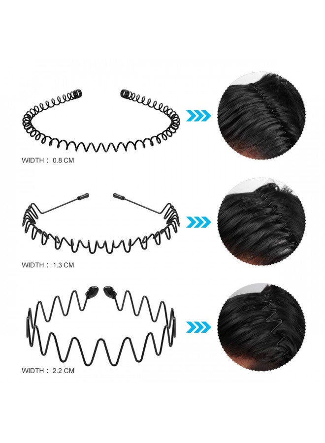 Lurrose 6Pcs Unisex Wavy Headband Metal Men Hair Band Elastic Non Slip Hair Hoop Sports Fashion Headwear for Women Menf - Image 2