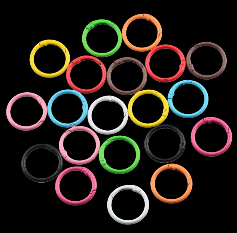 Cmidy Round Carabiner Clip Bulk 20pcs 1.3 Inch Colorful Circle Carabiner Key Ring Clips Spring O Rings Clips for Bag Charm Keychain Lanyard Crochet Plush Toys (Multicolor, 1.3 Inch) - Image 2