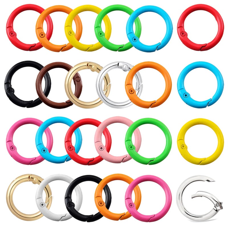 Cmidy Round Carabiner Clip Bulk 20pcs 1.3 Inch Colorful Circle Carabiner Key Ring Clips Spring O Rings Clips for Bag Charm Keychain Lanyard Crochet Plush Toys (Multicolor, 1.3 Inch) - Image 1
