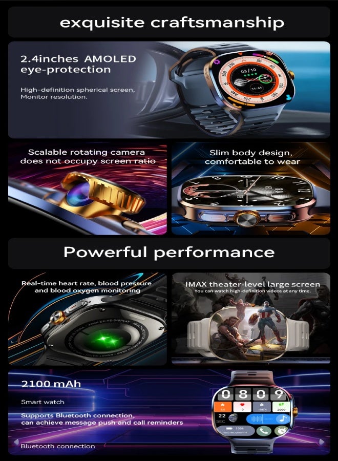 AROAQ M99 Smartwatch 4G SIM Card Android 10 Watch 2.4‘’ AMOLED Ultra Screen 2100mAh GPS WIFI NFC Smart Watches for Men-Black(3GB, 32GB)  - Image 3