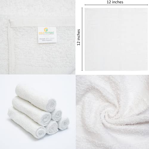 GOLD TEXTILES 48 Pack Economy White Washcloths Set (12x12 inches) - Cotton Blend Commercial Grade Cleaning Rags, Quick Drying & Soft Face Cloths, Fingertip Towels for Bathroom, Spa, Gym, and Kitchen - Image 3