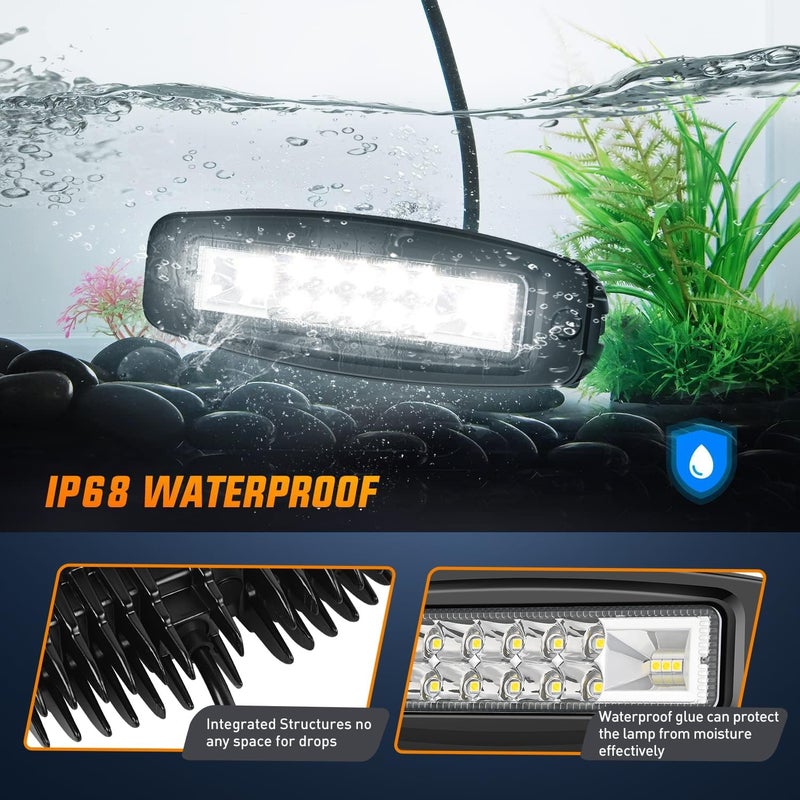 Nilight Flush Mount LED Pods 2PCS 6 Inch 60W LED Work Light Flood Spot Beam Combo Backup Driving Lights Fog Lamp Reverse Grill Mount Lighting for Offroad 4x4 Truck SUV - Image 5