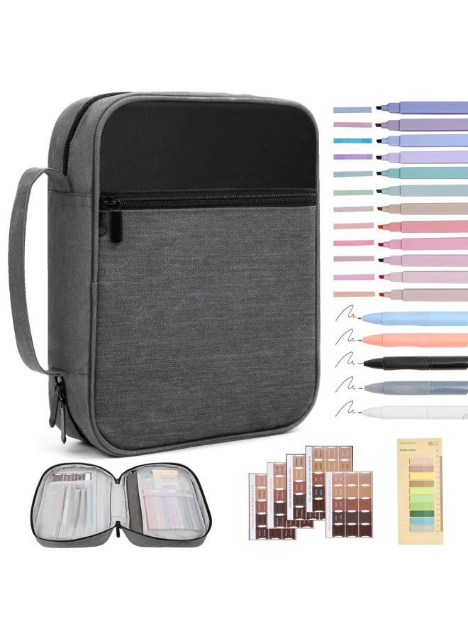 PPeen Bible Cover for Men Bible Book Cover Canvas Carrying Case Book Protector Case Large Bible Cover with Durable Handle Bible Study Supplies Accessories Christian Gifts (Black+Grey, Large) - Image 1