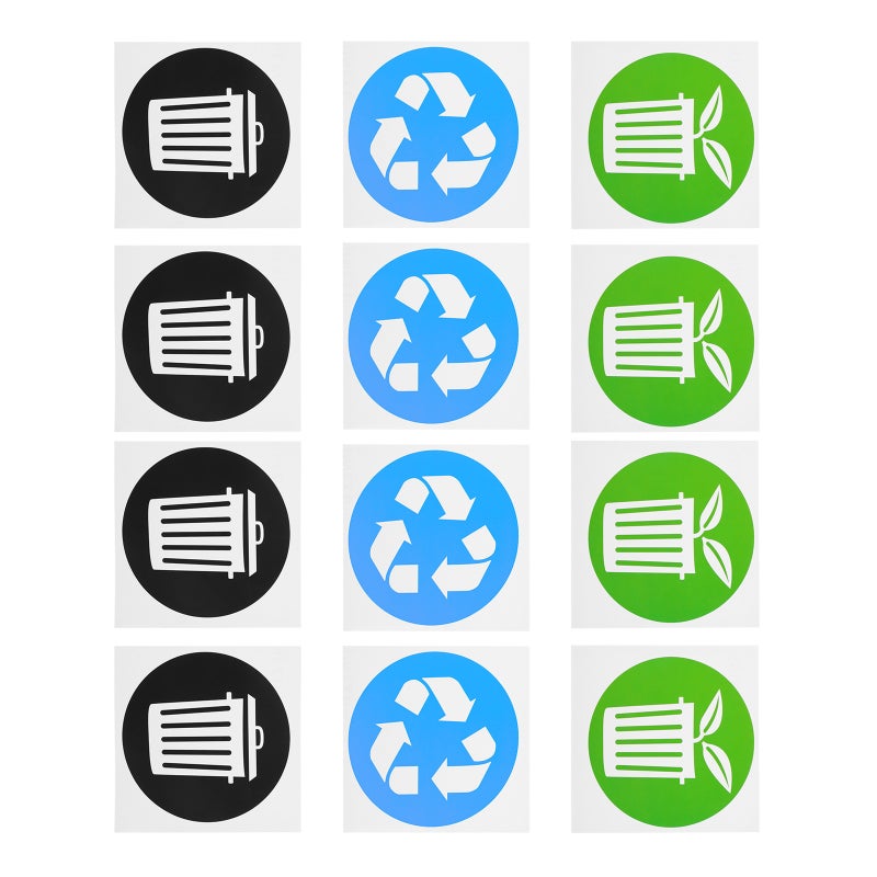 12pcs Adhesive Waste Sorting Stickers Trash Can Recycling Stickers Trash Label Decors - Image 1