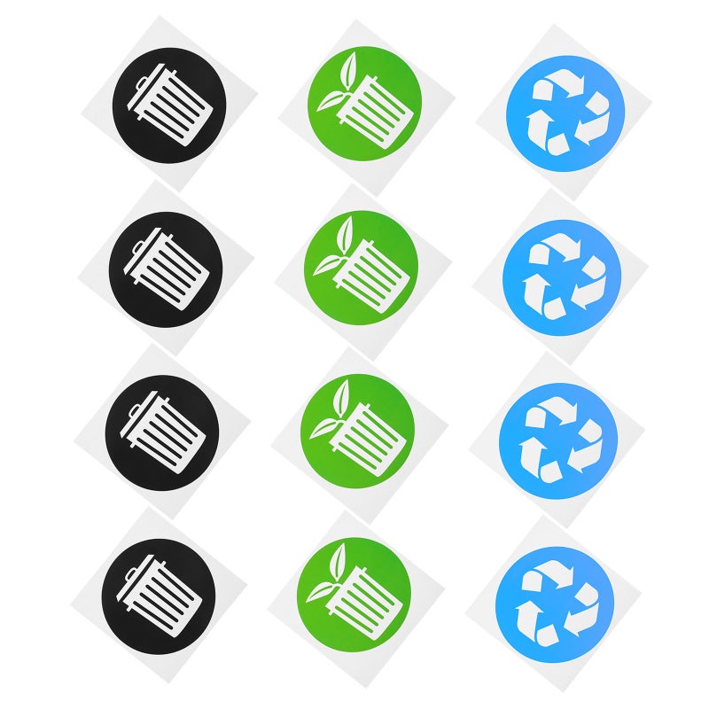 12pcs Adhesive Waste Sorting Stickers Trash Can Recycling Stickers Trash Label Decors - Image 4